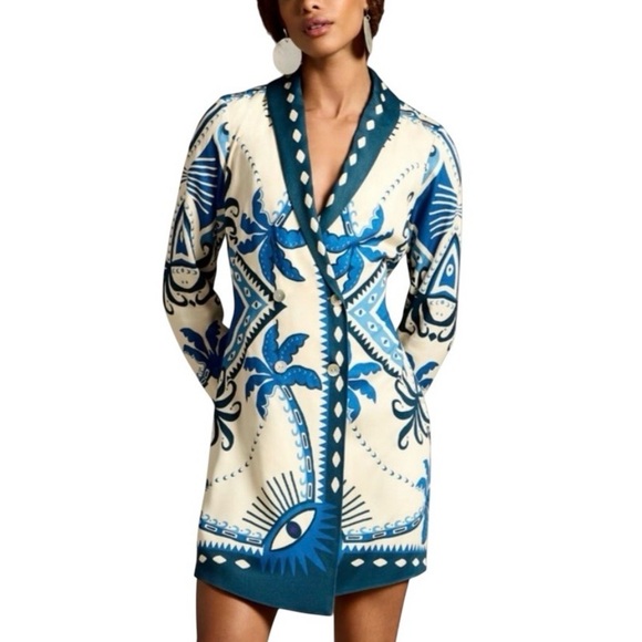 LIKE NEW FARM Rio For Anthropologie Belted Long-Sleeve Blazer Dress - Size S LIKE NEW FARM Rio For Anthropologie Belted Long-Sleeve Blazer Dress - Size S